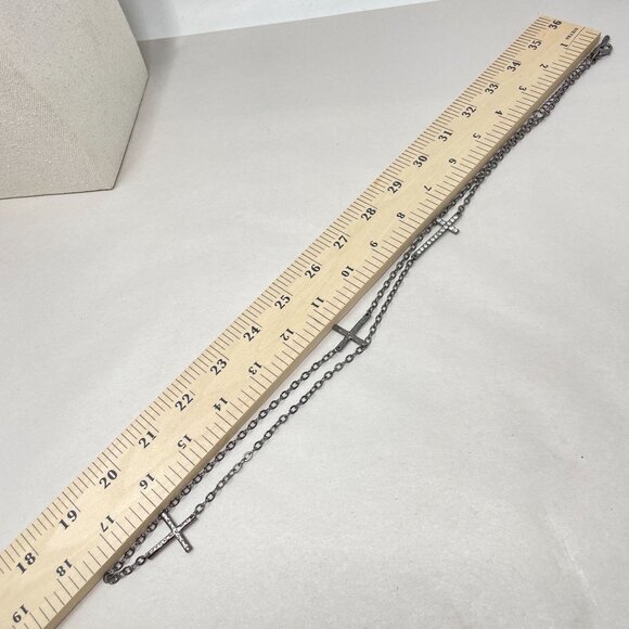 Long Cross Necklace Black Goth Whimsigoth Spirituality Minimal - Picture 6 of 11